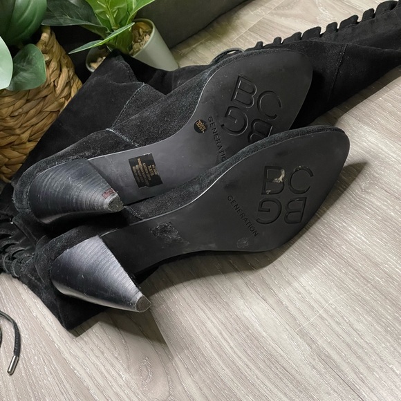 BCBGeneration Black Leather Over The Knee Boots - Picture 10 of 11